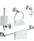 Crystal Chrome Bathroom Accessory Set For Your Modern Pad With 24 Inch Towel Bar Toilet Paper Holder Towel Ring Coat Hook Zinc Alloy