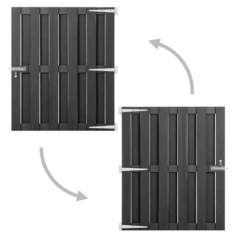 Built Like A Tank WPC Garden Gate Featuring Smooth Sliding Latch For Secure Backyard Entry And Patio Privacy And Super Durable Weather Resistant Wood Plastic Composite Boundary Fence In Matte Gray showing sliding mechanism.