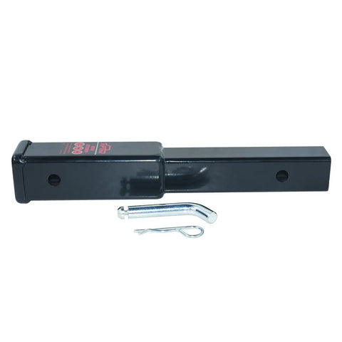 12 Inch Trailer Hitch Extender for 2 Inch Receivers, heavy duty steel with hitch pin and clip shown separately