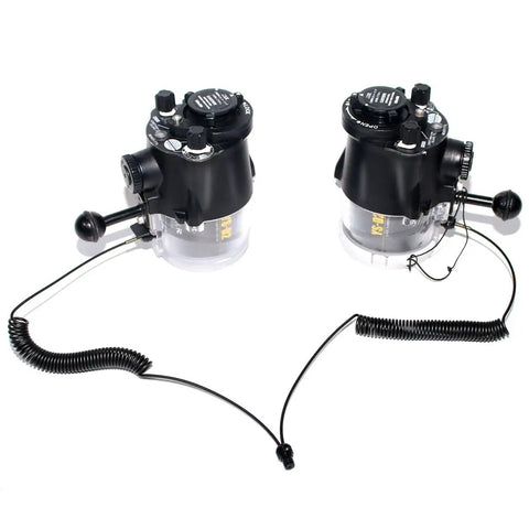 Underwater Multi Core Fiber Optic Cable With Ball Head For Camera Housings Coiled Cord Connecting Two Strobe Units