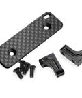 Aluminum alloy RC servo mount plate with carbon-fiber finish; includes two black brackets and screws for 1/10 Axial Wraith RR10 crawler