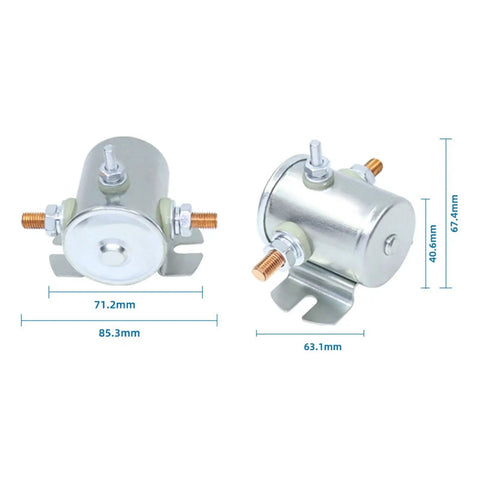 Image of Solid State Electric Forklift Stacker Motor Start Relay For 200A 12V 24V 36V 48V Systems XR-QT016 with dimensions.