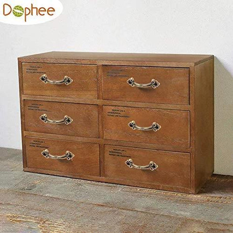 Wooden cabinet with 12 Pieces Antique Brass Drawer Pulls For Jewelry Boxes And Small Chests, Vintage Decorative Handles