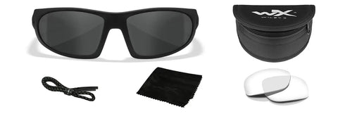 Romer 3 Sunglasses With Changeable Lenses ANSI Z87 Ballistic Rated Eye Protection For Shootin Fishin Bikin And Extreme Sports Black Frames With Tinted and Clear Lenses, case, cord, and cloth included.