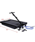 Heavy Duty 17 Gallon Electric Oil Drain Cart With Powerful 110V Pump System And Swivel Casters Plus 7 Ft Hose, side view showing dimensions.