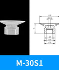 Top Notch 1/2/3 Layer Industrial Vacuum Suction Cups For Pneumatic Automation, M-30S1 clear rubber design, detailed dimensions for precise fit.