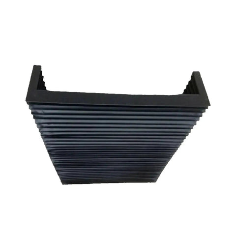 Accordion Dust Cover for Machine Tools 140x20mm, 1500mm Long Guard, black ribbed design, protecting machine components