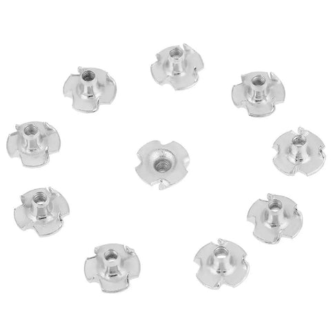 100 Pieces T Nuts Carbon Steel Zinc Plated Four Prong For Wood And Chipboard Woodworking And Furniture M5 Size Durable Rust Resistant