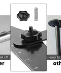 Stair Tread Template Tool And Jig Gauge Set with adjustable ruler, durable steel, knob, and bolt for precise measuring.