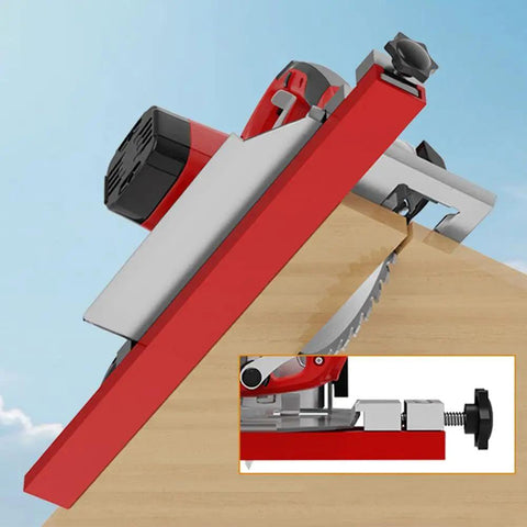 Adjustable Cutting Ruler For 4 To 6 Inch Saw Marble Tile Cutter with red aluminum base guide and dual locking clamp on wood