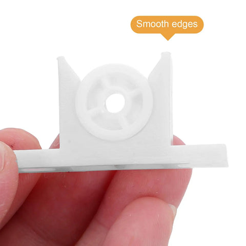 Close-up of Cabinet Door Catch Hardware Kit With Screws Durable Plastic Ball Clips, highlighting smooth edges feature.