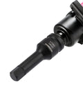 Heavy Duty Half Inch Drive Impact Hex Bit Set attached to impact wrench, Cr-Mo Steel, from 20-Piece Master Allen Socket Kit with SAE and Metric Sizes