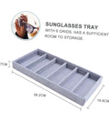 Clean Setup Six Slot Black Sunglasses Display Holder And Jewelry Organizer Box With Solid Build And Scratch Free Tray for six glasses.