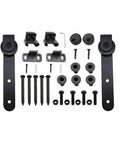 Stainless Steel Sliding Barn Door Hardware Kit With Top Mount Rail For Closet And Cabinet Doors components laid out
