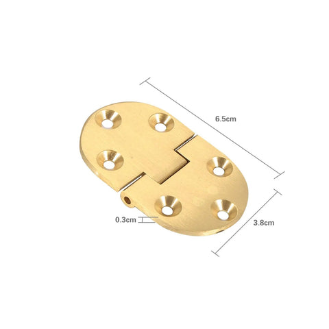 Brass Butler Tray Hinges Set Round Edge 2-1/2 By 1-1/2 Inch Folding Flap Hinge with screws for cabinet, vintage style shown flat