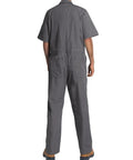 Men's Short Sleeve Coveralls Lightweight Breathable Mechanic Work Jumpsuit Summer Grind Threads Durable Cotton Polyester Twill Overalls back view