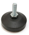 Heavy Duty M8 Thread Leveling Feet Lock Down Your Home Gym Setup With Zero Wobbles Tough Floor Protectors For Exercise Bikes and Workout Gear Sweet Stable Ground On Rough Shop Floors - Close-up view of a leveling foot with a steel threaded rod.