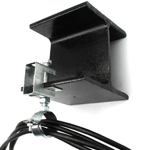 8 Pack Conduit Hangers With Beam Clamp And Pipe Support Bracket For I Beam Installation, 2 Inch Cable Clamps, shown on metal beam
