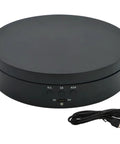 Stunning Motorized Rotating Display Turntable With Electric Stand In Matte Black featuring buttons and USB cable