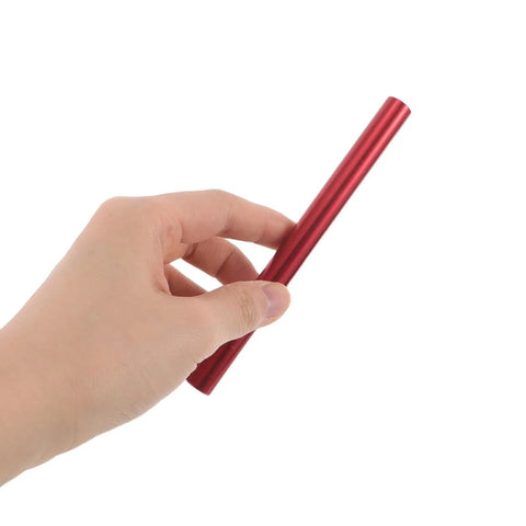 Hand holding a red aluminum sleeve from the 5 Piece Aluminum Tent Pole Repair Tube Connector Kit For Camping Tents Replacement Sleeve Lifesaver Quick Fix For Damaged Poles Universal Fit Outdoor Gear And Accessories.