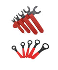 Premium ER Nut Collet Wrench Kit For ISO20 25 30 And ER8 11 16 20 25 32 40 Spindle Sets shown, featuring multiple sizes with red handles.