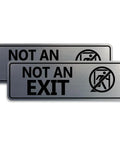 Not An Exit Stick Figure Sign Brushed Silver Small 2 Pack Clear Exit Icon For Quick Recognition In Emergencies Hallways Doors And Storage Areas For Public Buildings And Businesses, stacked view