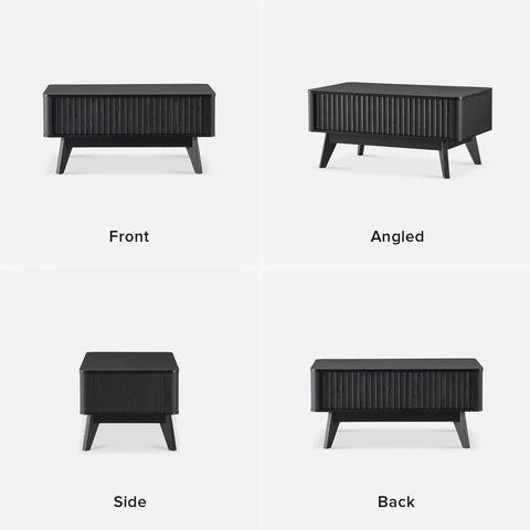 Top Shelf Modern Lift Top Coffee Table With Sleek Fluted Paneling And A Game Changing Pull Up Desktop Plus Hidden Storage Compartment In Durable Black Oak Finish