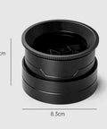 58mm Rotary Espresso WDT Tool Kit With Stainless Steel Powder Distributor and Clump Busting Stirrer, black color, 5.8cm height, 8.3cm diameter.