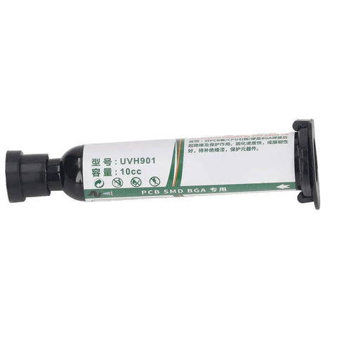 Milky White 2 Pack Curing Solder Mask Ink For PCB BGA Repair shown in a 10cc tube lying horizontally