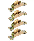 Heavy Duty Brass Slider Roller Pulley Wheel For Window Sash Track Replacement, four brass assemblies, 20mm size, smooth operation.