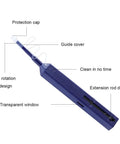 Blue Zenithra fiber optic cleaner pen for 1.25mm LC/MU ferrules with extension rod