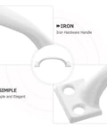 Close-up of Iron Door Pull Handle With Screws Vintage Gate Handle For Cabinets And Garage Doors white finish, heavy duty