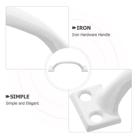 Close-up of Iron Door Pull Handle With Screws Vintage Gate Handle For Cabinets And Garage Doors white finish, heavy duty