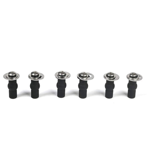 Six Pack Universal Toilet Seat Hinges Hardware Kit with blind hole fixings and expanding rubber tops, set of 6