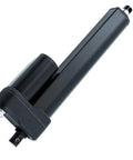 Heavy Duty Linear Actuator Motor, 48V 1000 Newtons Push Pull Stroke, 250mm Travel Run, black housing with motor and shaft.