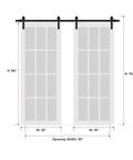 Sliding Double Barn Doors With Frosted Glass Panels And Super Sleek Silver Track Hardware Kit For A Tight Glide To Kick Up Any Space 18 X 96 Inch White Interior Wall Divider with dimensions shown.
