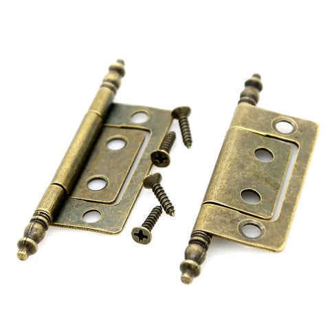 Set Of 6 Vintage Antique Brass Flap Hinges For Wooden Boxes Jewelry Cases Cabinets Cupboards Medium Size With 2 Inch Plate And 83 mm Axis