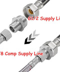 Three Pack Brass Nickel Plated Water Line Adapters One Half Inch Male To Three Eighths Inch Male Reducer Compression Fittings