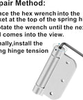 Repair method using hex wrench on Spring Hinge Tension Pin Replacement Kit With 41 Stainless Steel Shelf Pins And 4 Hex Wrenches