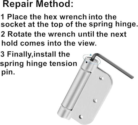 Repair method using hex wrench on Spring Hinge Tension Pin Replacement Kit With 41 Stainless Steel Shelf Pins And 4 Hex Wrenches