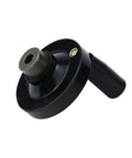 2 Pack Hand Crank Revolving Handle 63x8mm Wheel With M6 Thread for lathe and grinder, black and silver angle view