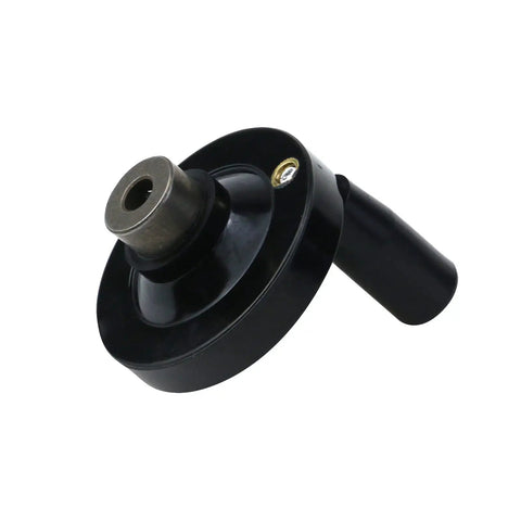 2 Pack Hand Crank Revolving Handle 63x8mm Wheel With M6 Thread for lathe and grinder, black and silver angle view