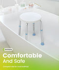 Shower Chair For Inside Tub With Adjustable Height Non Slip Bath Stool Bench With Anti Slip Rubber Tips in white bathtub.