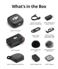 Mic 3 Wireless Microphone System With 2 Transmitters And 1 Receiver, Charging Case, Pro Grade Mini Clip On Lavalier Mics Bundle With Deco Essentials Clip On Lapel Mics, Great For Vlogging, Interviews, Live Streams And On Camera Audio - product components in box.