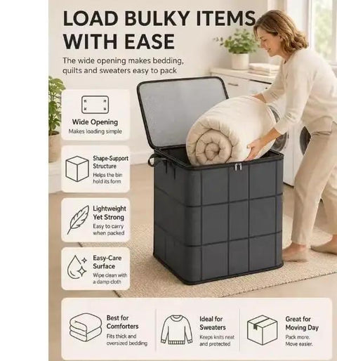 Roomy Large Capacity Moving Storage Bag With Smooth Clip Zipper And Foldable Build Heavy Duty Canvas Tote for bedding loading.