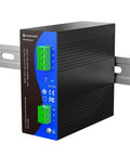 Heavy Duty 24V Dc 240W Din Rail Power Supply Switching Converter mounted on a rail, featuring green connectors for easy wiring.