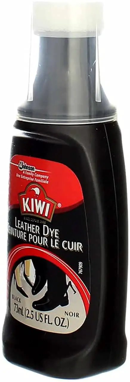 Leather Dye Restorer in Black For Shoes Boots Furniture Jackets Briefcases And More With Sponge Applicator Water Resistant Finish Restores Color And Finish Before Polishing bottle