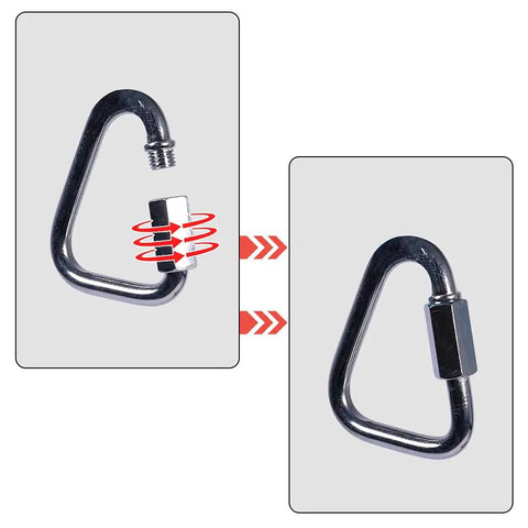 Metal carabiner from 6.56 Foot Climbing Rope Swing With Treads And Plate Swing Hanging Kit for secure attachment