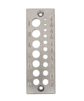 Premium A2 Steel Wood Dowel Plate Maker Made Of High Speed Steel For Dead Nuts Alignment On Hardwood Jobs, showing hole sizes.