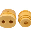 Front and rear suspension bumper stops for Ford F-250 F-350 Super Duty 2008-2011 replacement kit, shown in yellow color